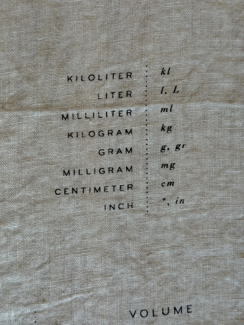 Sir/Madam “Measures” 100% Pure Linen Cooking Conversion Tea Towel NWOT